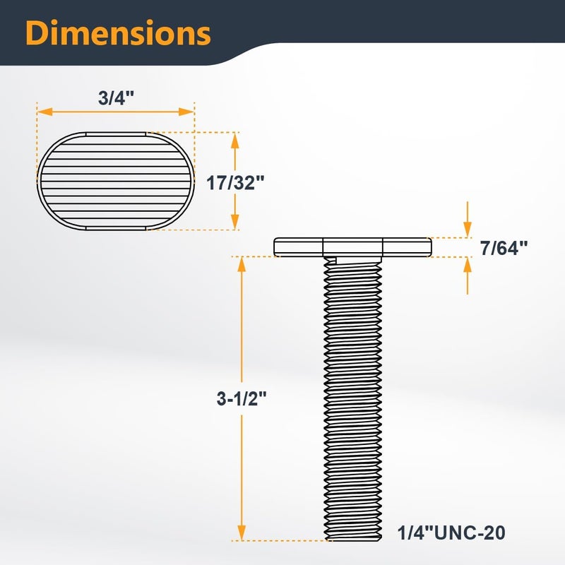 POWERTEC 1/4"-20 T Track Bolts 20 Pack for T Track, 3-1/2 Inch Long T Slot Bolts for Universal T Track, T Track Accessories for Woodworking Jigs and Fixtures (QTB1006) - Image 3