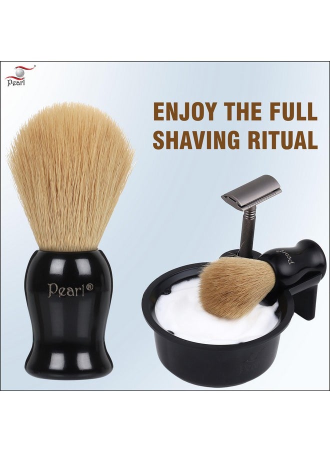 PEARL - Pearl shaving Brush for men synthetic bristles & Black Resin Handle SBB-14 Black, christmas Gift Option - Image 1