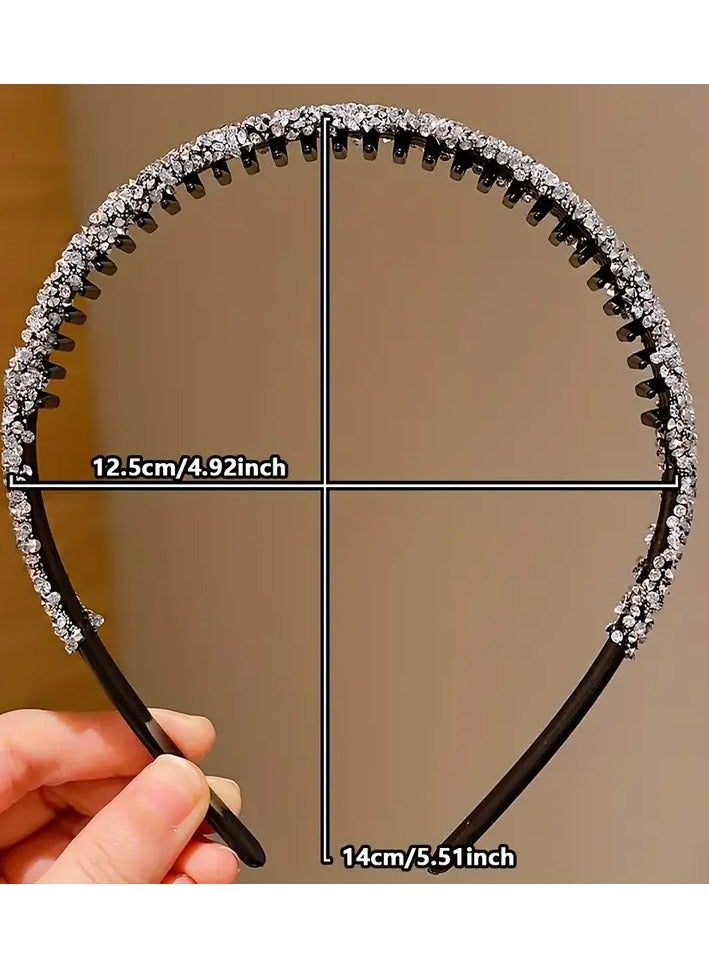 3pcs Sparkling Teethed Hairbands for Girls – Resin, Stylish Black & Clear Teeth Design, All-Season Hair Accessory - Image 4