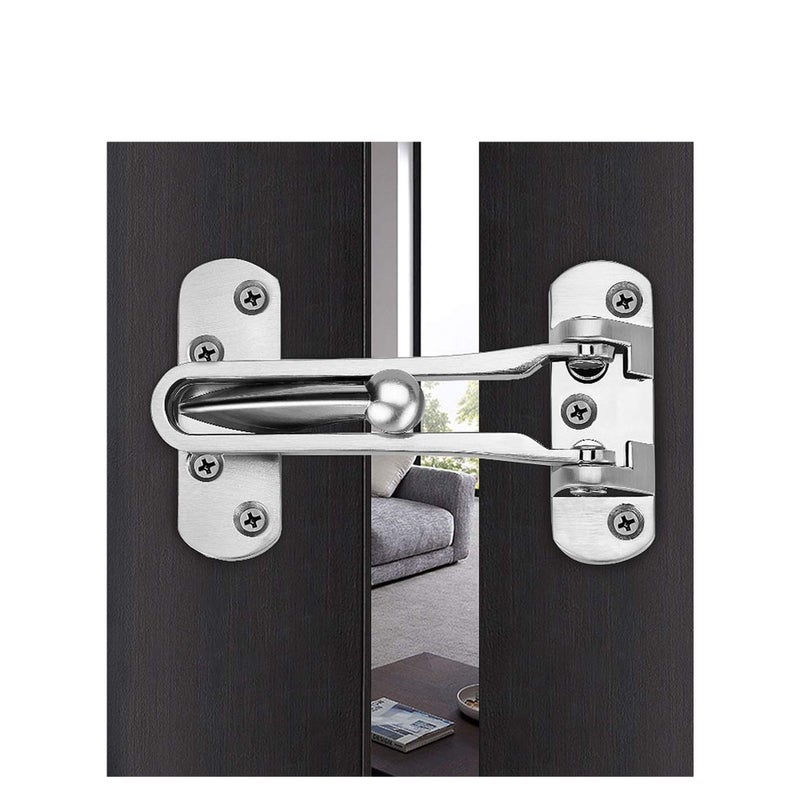 Barakah Door Lock Latch, Home Security Door Lock Swing Bar Door Guard for Kids, Hotel Door Latch, Thicken Solid Zinc Alloy Reinforcement Lock, Silver 2 Pack - Image 4