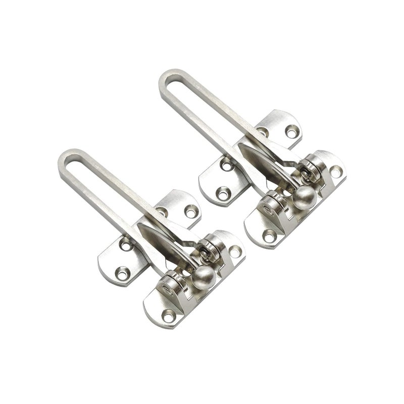 Barakah Door Lock Latch, Home Security Door Lock Swing Bar Door Guard for Kids, Hotel Door Latch, Thicken Solid Zinc Alloy Reinforcement Lock, Silver 2 Pack - Image 1