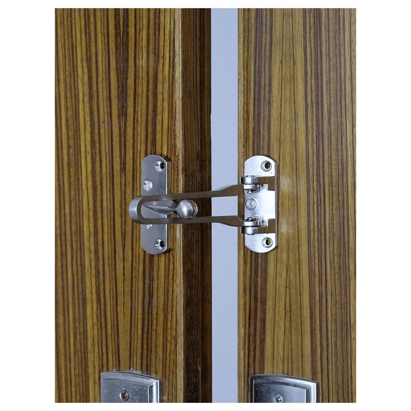 Barakah Door Lock Latch, Home Security Door Lock Swing Bar Door Guard for Kids, Hotel Door Latch, Thicken Solid Zinc Alloy Reinforcement Lock, Silver 2 Pack - Image 3