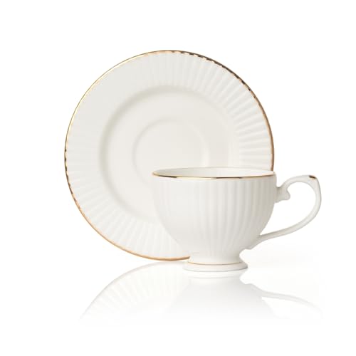 Clay Craft Julie Impression 15-Piece Fine Ceramic Tea Set – Includes Teapot with Lid, Cups, Saucers, Milk and Sugar Pots – Elegant White Design for Tea Partie - Image 2
