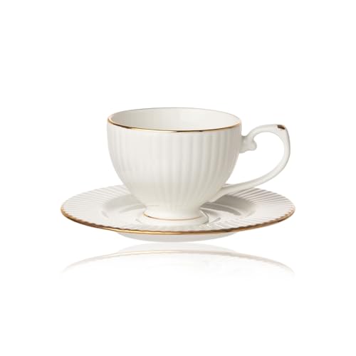 Clay Craft Julie Impression 15-Piece Fine Ceramic Tea Set – Includes Teapot with Lid, Cups, Saucers, Milk and Sugar Pots – Elegant White Design for Tea Partie - Image 5
