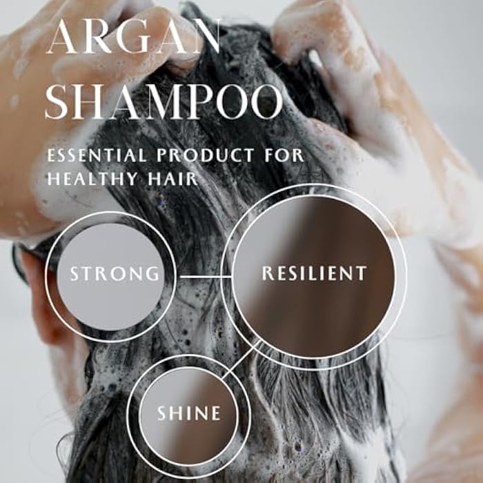 VoilaVe Moroccan Argan Oil Shampoo, Sulfate-Free Shampoo for Hair Growth, Hydrating & Repairing Shampoo for Dry, Damaged, Curly Hair & Scalp, Moisturizing Shampoo for Men & Women, All Hair Types - 8oz - Image 5