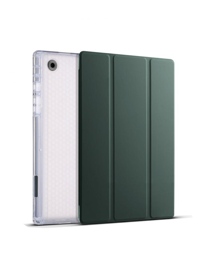 Case for  Samsung Galaxy Tab A9 Plus,Transparent Airbag With Pen Slot For Anti Drop, Tablet Protective Cover, Triple Fold Multi Angle Design, Automatic Wake-up/sleep, Soft Leather,Green - Image 1