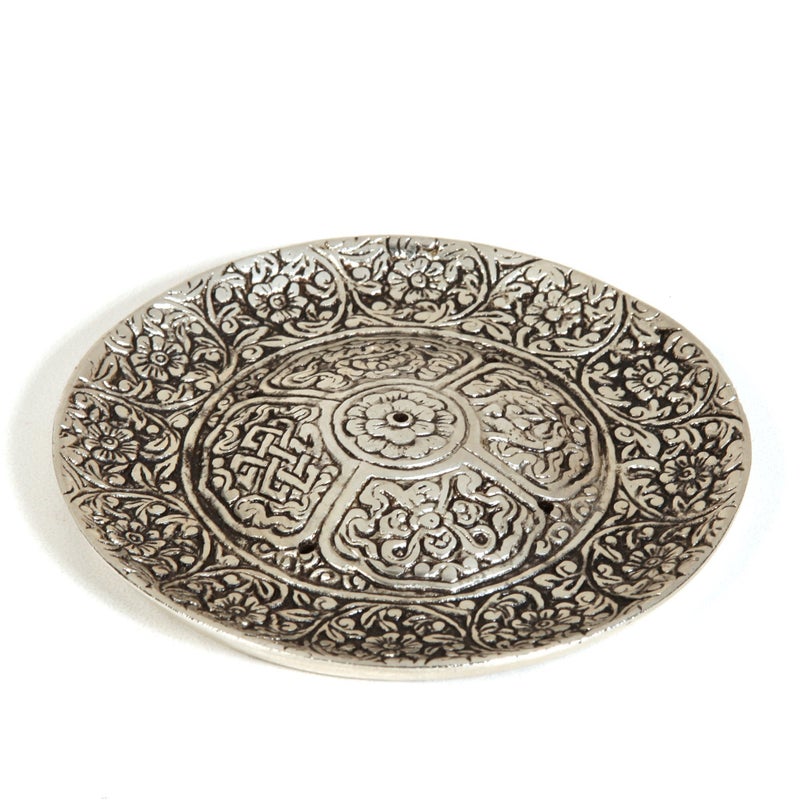 Hosley Round Aluminum Incense Sticks Burner Holder 4.50 Inch Diameter Tibetian Style Aluminum Incense Holder Ideal Gift for Aromatherapy Zen Spa Vastu Reiki Chakra Candle Garden Settings O6 - Image 2