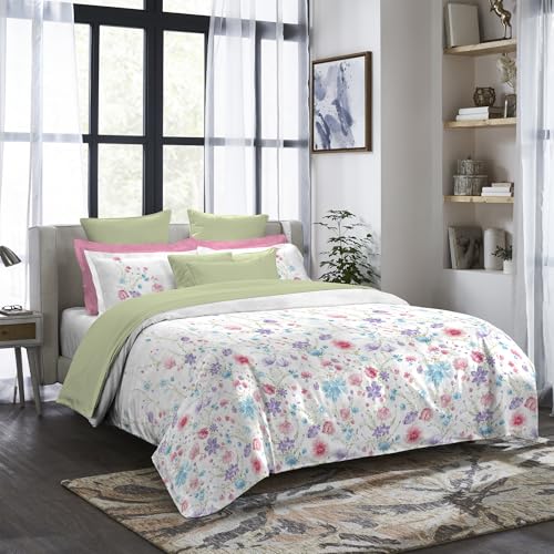 MYTRIDENT Trident Indulgence Paintly Pattern King Size Bedsheet for Double Bed - 100% Cotton bedsheet Set - 5-Piece Set (1 Bedsheet Set with 4 Pillowcovers) - Softness - 300 Thread Count - Luxurious Feel- Aviva - Image 2