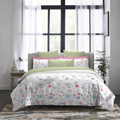 MYTRIDENT Trident Indulgence Paintly Pattern King Size Bedsheet for Double Bed - 100% Cotton bedsheet Set - 5-Piece Set (1 Bedsheet Set with 4 Pillowcovers) - Softness - 300 Thread Count - Luxurious Feel- Aviva - Image 1