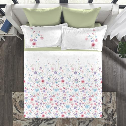 MYTRIDENT Trident Indulgence Paintly Pattern King Size Bedsheet for Double Bed - 100% Cotton bedsheet Set - 5-Piece Set (1 Bedsheet Set with 4 Pillowcovers) - Softness - 300 Thread Count - Luxurious Feel- Aviva - Image 3