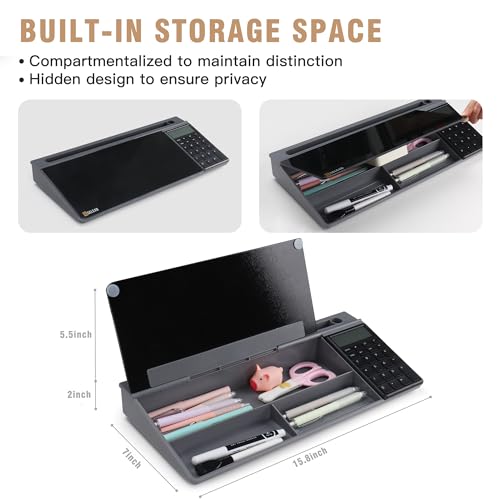 SELEAD Desktop Glass Whiteboard with Calculator, Organizer, Markers, Eraser, Holder - Black Dry Erase White Board Computer Pad Keyboard Stand for Home, School, Office Desk Cubicle Accessories - Image 5
