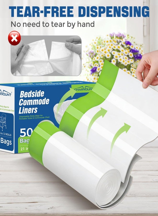 Charmount أكياس مرحاض شارمونت الجانبية، أكياس مرحاض للاستخدام مرة واحدة مع رباط، أكياس مانعة للتسرب تناسب جميع أنواع كراسي المراحيض المحمولة، وأكياس دلو المرحاض، وأكياس أوعية التبول للاستخدام المنزلي والتخييم - عبوة من 50 كيسًا - Image 4