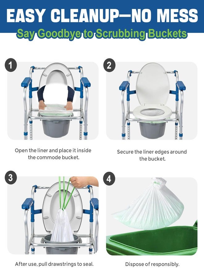 Charmount أكياس مرحاض شارمونت الجانبية، أكياس مرحاض للاستخدام مرة واحدة مع رباط، أكياس مانعة للتسرب تناسب جميع أنواع كراسي المراحيض المحمولة، وأكياس دلو المرحاض، وأكياس أوعية التبول للاستخدام المنزلي والتخييم - عبوة من 50 كيسًا - Image 3