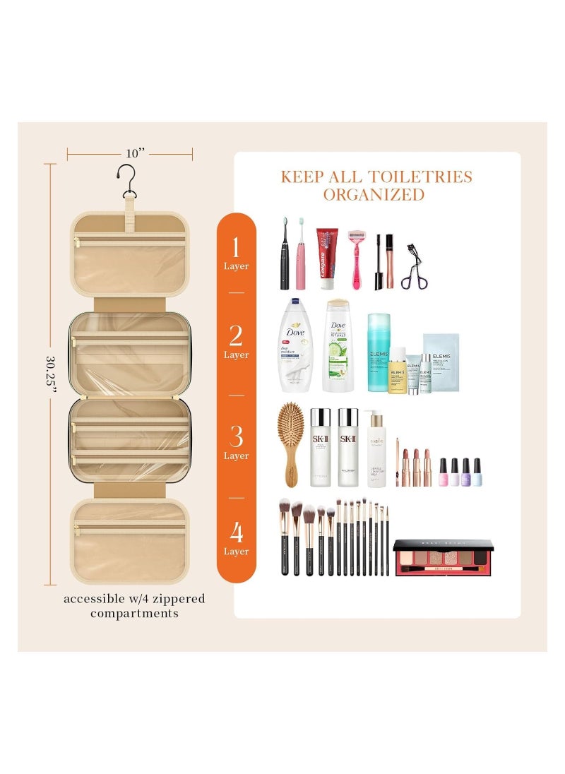 Swift Hanging Makeup Travel Bag, Toiletry Bag for Women and Men, Large Waterproof Cosmetic Bags Travel Organizer with Band Holders for Cosmetics, Brushes  - Image 4