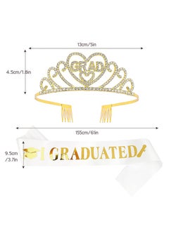 HY Graduation Satin Sash Crown Tiara Kit,Glittered Metal Graduation Princess Grad Crown Tiara and Graduated Sash,Great Gifts for Graduation Party Decorations  - Image 3