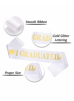 HY Graduation Satin Sash Crown Tiara Kit,Glittered Metal Graduation Princess Grad Crown Tiara and Graduated Sash,Great Gifts for Graduation Party Decorations  - Image 5