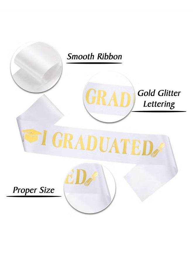 اتش واي طقم تاج تاج الساتان للتخرج ، تاج التخرج المعدني اللامع الأميرة غراد تاج تاج وتخرج وشاح ، هدايا رائعة لزينة حفلات التخرج - Image 5