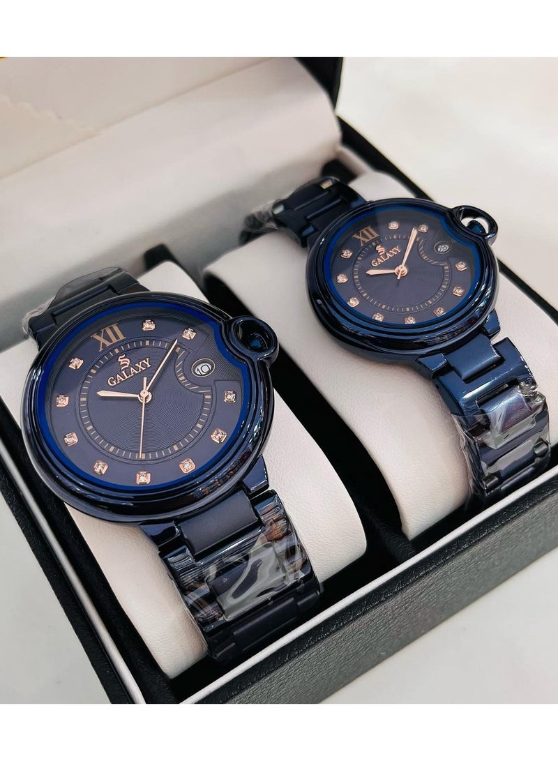 جالاكسي ساعة كوارتز تناظرية من الفولاذ المقاوم للصدأ لمجموعة Galaxy 2354