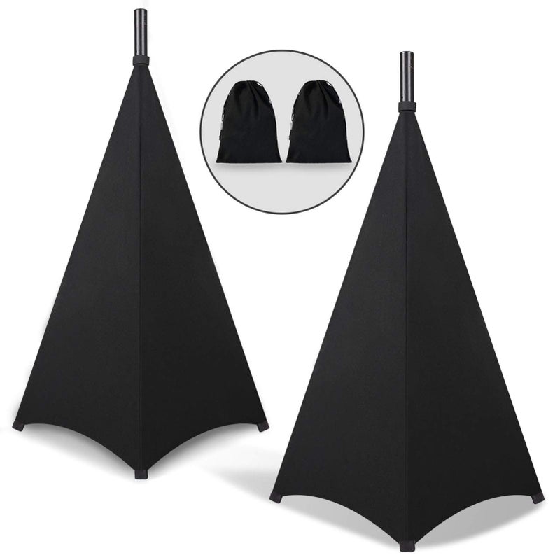Dofilachy Speaker Stand Cover-DJ Bag with 360 Degree Cover, Speaker Tripod Scrim Cover for Speaker/Lighting with Free Travel Bag (Two Pack-Black) - Image 1