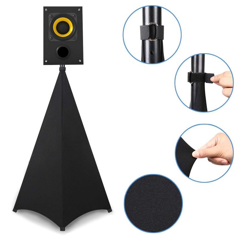 Dofilachy Speaker Stand Cover-DJ Bag with 360 Degree Cover, Speaker Tripod Scrim Cover for Speaker/Lighting with Free Travel Bag (Two Pack-Black) - Image 4
