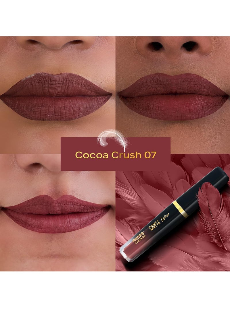 FACESCANADA Comfy Matte Wow Liquid Lipstick - Cocoa Crush 07, 3.8Ml | One Swipe Application | Highly Pigmented | Comfortable Wear | Glides Smoothly | Long Lasting | Transferproof - Image 3