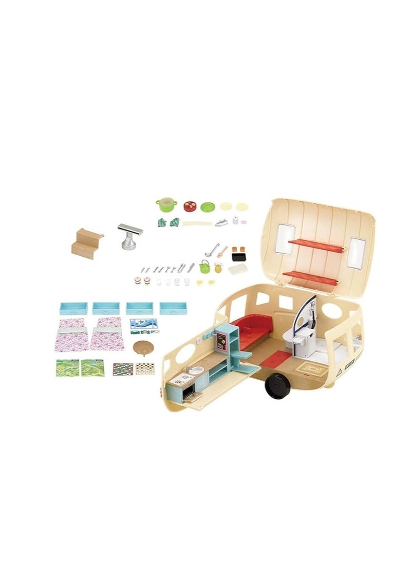 Sylvanian Families - Caravan Playset for Dolls - Interactive Toy Caravan with Furniture and Accessories - Image 1