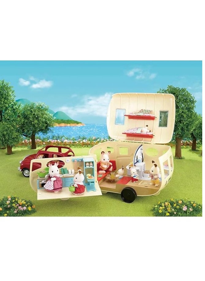 Sylvanian Families - Caravan Playset for Dolls - Interactive Toy Caravan with Furniture and Accessories - Image 1