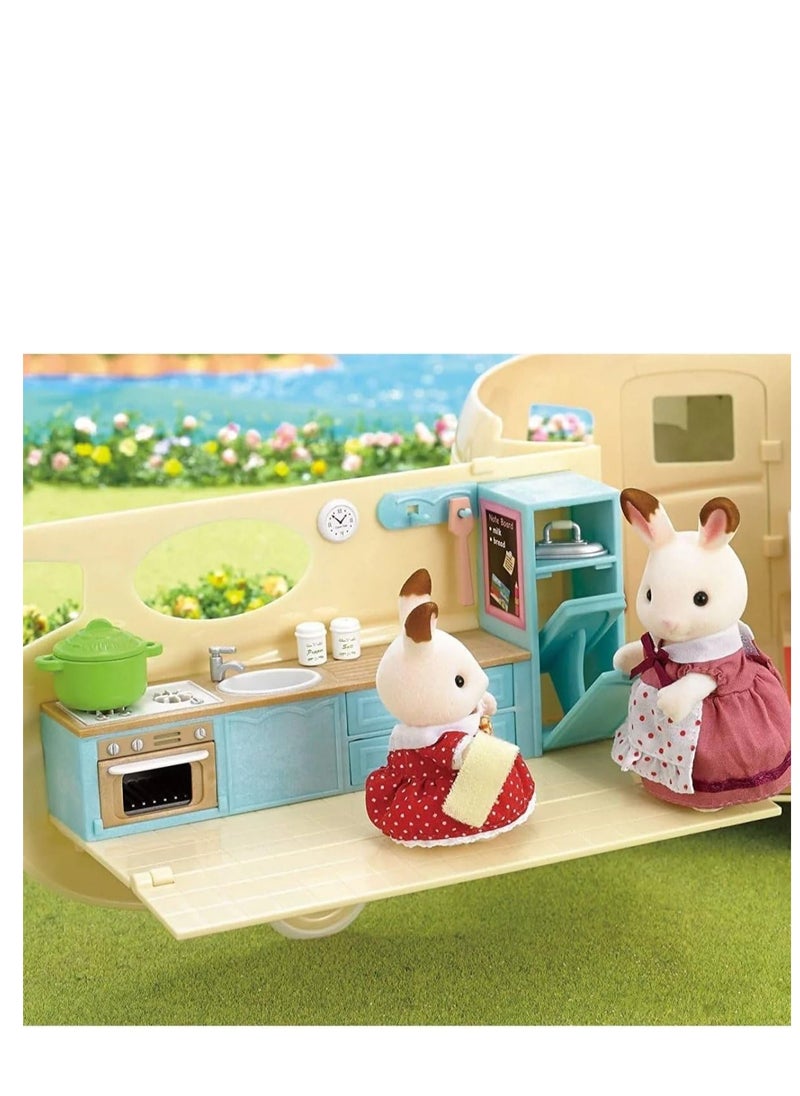 Sylvanian Families - Caravan Playset for Dolls - Interactive Toy Caravan with Furniture and Accessories - Image 1