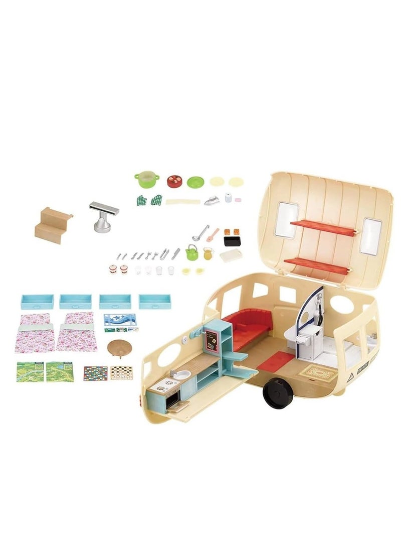 Sylvanian Families - Caravan Playset for Dolls - Interactive Toy Caravan with Furniture and Accessories - Image 1