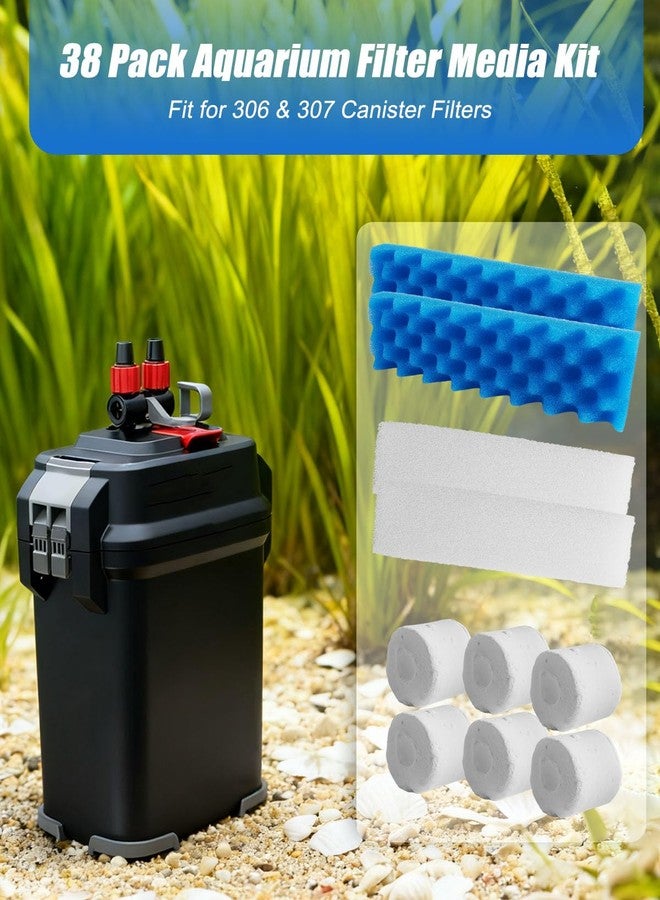GUXPCH 38 Pack Aquarium Filter Media Kit Fit for 306 307 Canister Filters, Includes Water Polishing Pad, Bio Foam Pad, Foam Blocks, Ceramic Rings, Activated Carbon, Filter Mesh Bag - Image 2