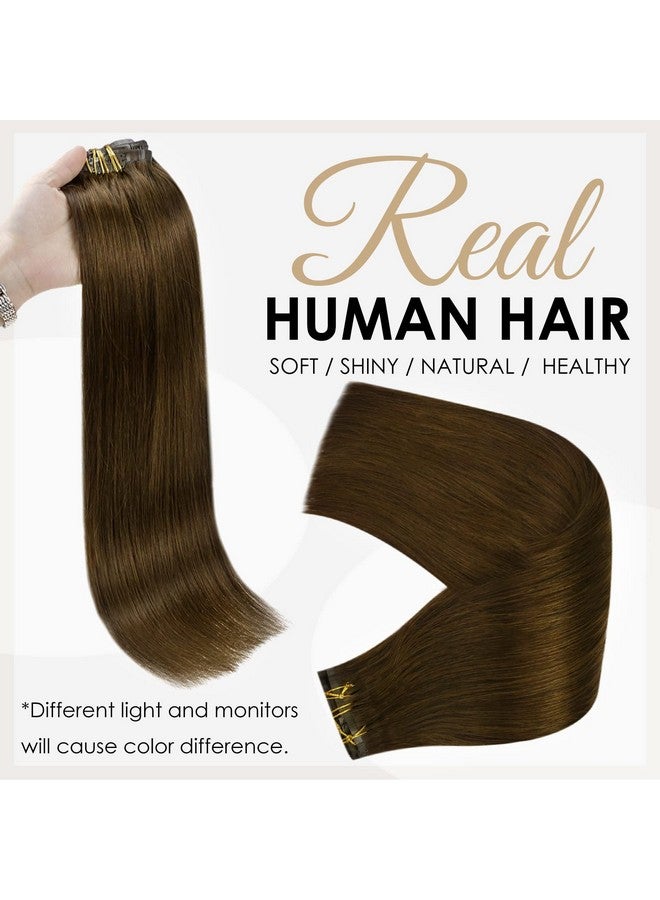 Full Shine Brown Hair Extensions 22 Inch Human Hair Clip In Extensions 120 Grams Clip In Hair Extensions Real Human Hair Double Pu Weft Flat And Invisible Medium Brown Real Hair Clip Ins 8Pcs - Image 2