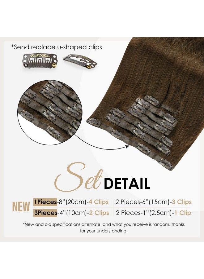 Full Shine Brown Hair Extensions 22 Inch Human Hair Clip In Extensions 120 Grams Clip In Hair Extensions Real Human Hair Double Pu Weft Flat And Invisible Medium Brown Real Hair Clip Ins 8Pcs - Image 3