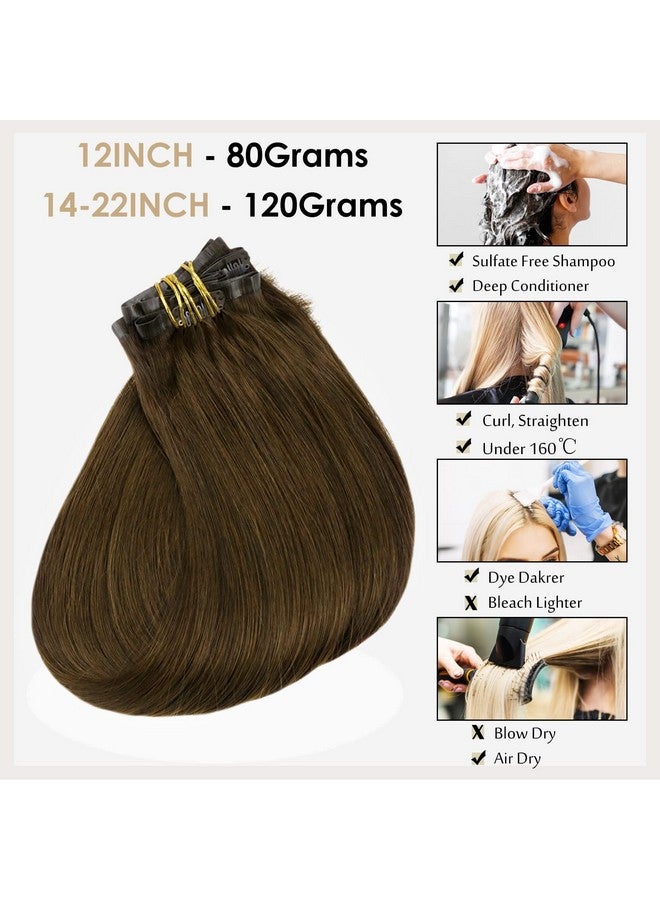Full Shine Brown Hair Extensions 22 Inch Human Hair Clip In Extensions 120 Grams Clip In Hair Extensions Real Human Hair Double Pu Weft Flat And Invisible Medium Brown Real Hair Clip Ins 8Pcs - Image 5