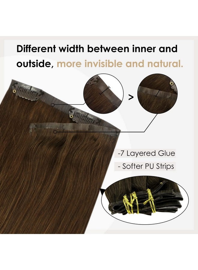 Full Shine Brown Hair Extensions 22 Inch Human Hair Clip In Extensions 120 Grams Clip In Hair Extensions Real Human Hair Double Pu Weft Flat And Invisible Medium Brown Real Hair Clip Ins 8Pcs - Image 4