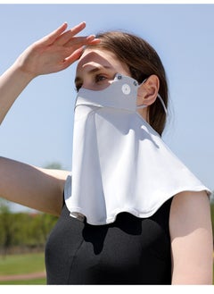 Joychic Summer Ice Silk Sun Protection Mask Full Face Women's Forehead and Neck Anti-UV Mask with Removable Brim Grey  - Image 4