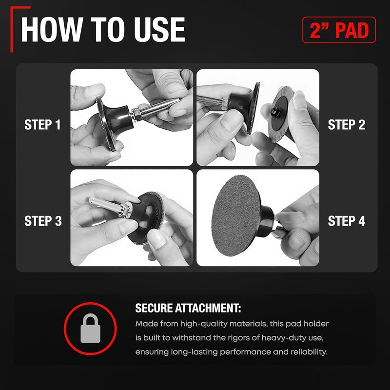 T1A 2-inch Conditioning Disc Pad Holder Assembly, Pack of 2-1/4'' Shank - Compatible with 3M ROLOC Scotch-Brite Brand Discs - Speed-Lok TR Quick-Change Attachment - Image 5