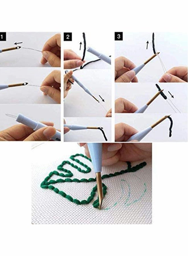 Punching Needle Rainbow Embroidery Starter Kit Punching Needle Tool Threader Fabric Embroidery Ring Yarn Carpet Punch Needle Beginner Embroidery Set High-quality Embroidery Fabric - Image 3