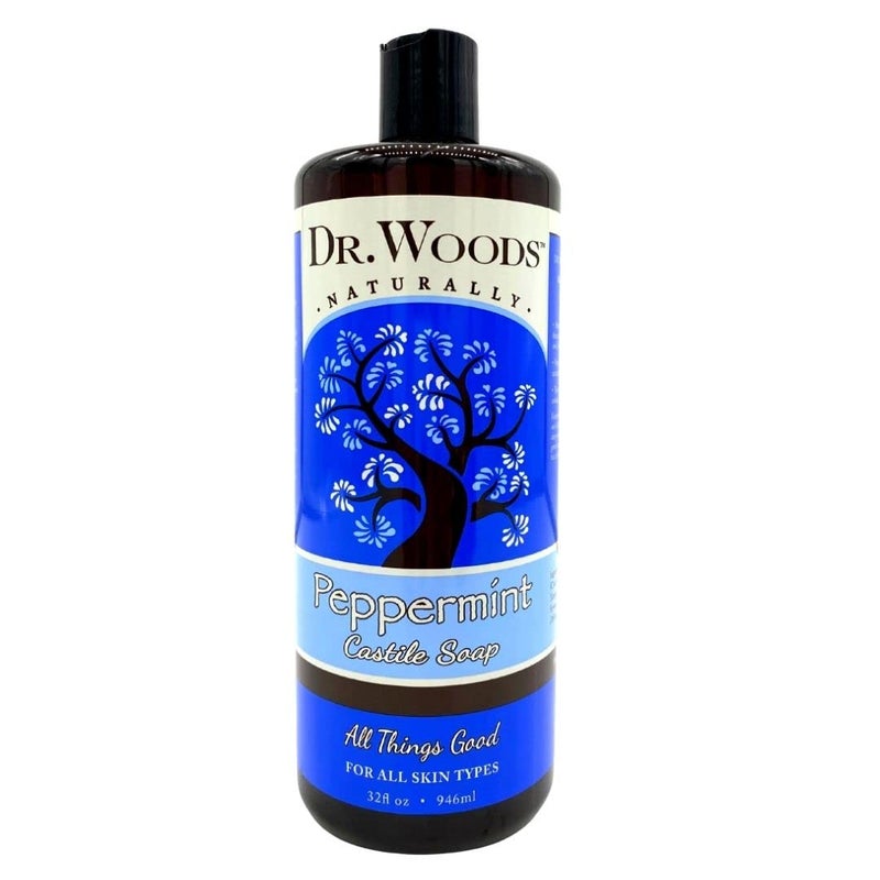Dr. Woods Peppermint Liquid Castile Soap- Castile Soap with Pure Peppermint Oil, Body Wash for Men and Women, Contains Olive Oil, Natural Cleaner for Face, Hands, and Body - 32 Fl Oz - Image 1