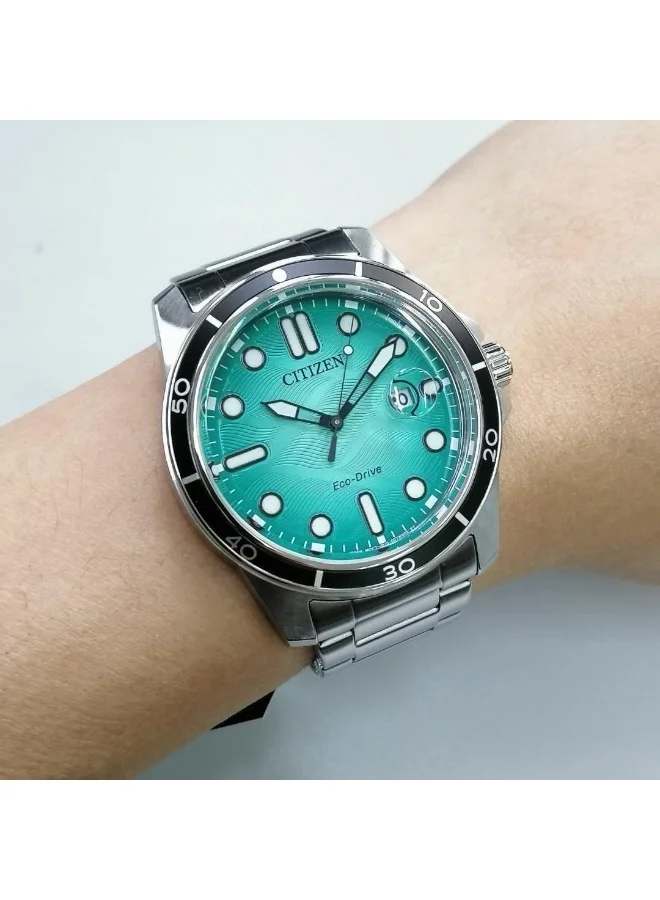 سيتيزن Men's Stainless Steel Strap Eco-Drive Standard Watch AW1816-89L - 42 mm