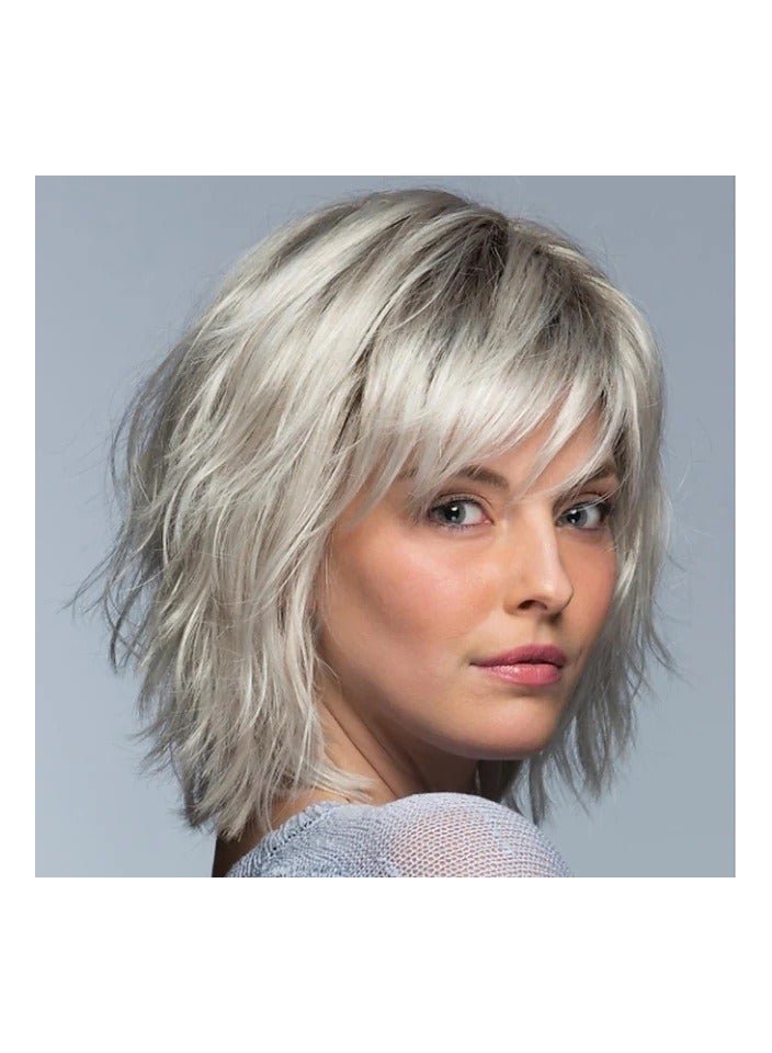 Estelle Fiber Heat Resistant loose wave bobo Wig With Bangs for Women Natural Looking Full Wigs for Daily Party  ,Curl , Short  Grey - Image 2