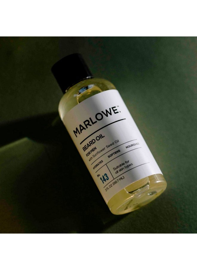 MARLOWE. M BLEND Marlowe. No. 143 Beard Oil 3 Oz Conditioning Beard Oil For Men Softer & Fuller Beard Care 100% Natural Softener With Sunflower & Safflower Oil Conditions & Nourishes Beard Health Fragrance Free  - Image 5