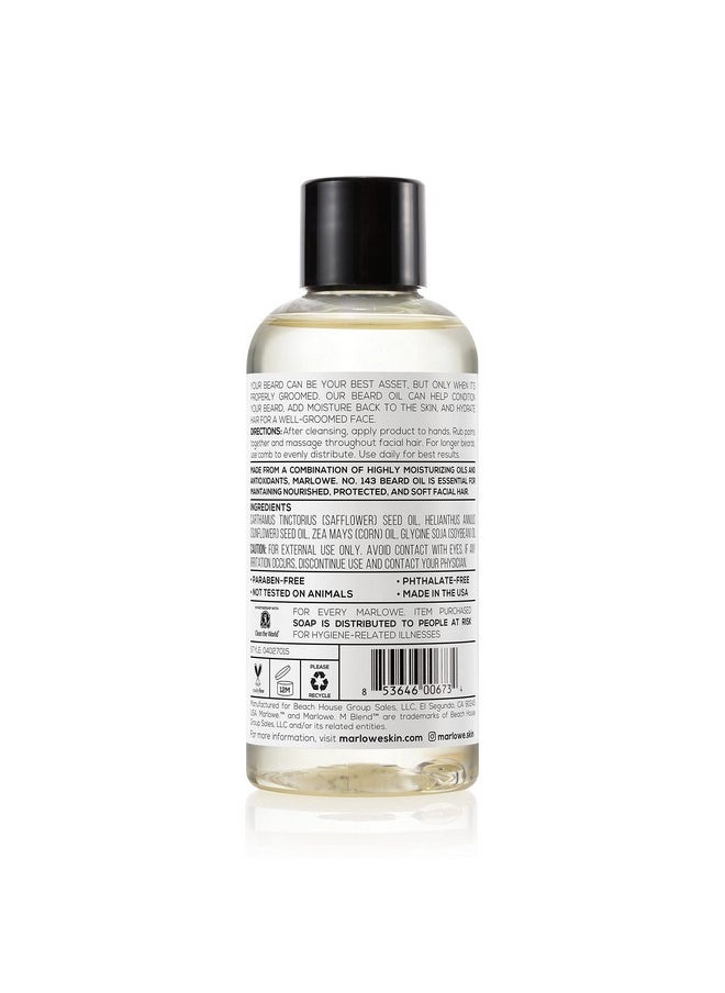 MARLOWE. M BLEND Marlowe. No. 143 Beard Oil 3 Oz Conditioning Beard Oil For Men Softer & Fuller Beard Care 100% Natural Softener With Sunflower & Safflower Oil Conditions & Nourishes Beard Health Fragrance Free  - Image 3
