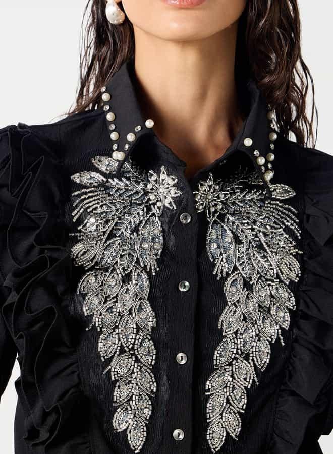 2Xtremz Embellished Shirt with Long Sleeves and Ruffle Detail - Image 4