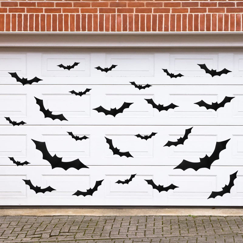 Coume Coume 24 Pcs Magnetic Bats for Garage Large Halloween 3D Bats Garage Door Magnets Decoration for Indoor Outdoor Halloween Party Refrigerator Door Car DecorBlack