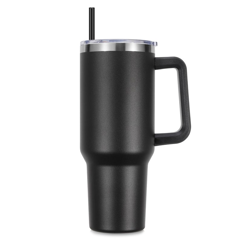 DOMICARE DOMICARE 40 oz Tumbler with Handle and Straw, Stainless Steel Tumbler with Lid and Straw, Reusable Vacuum Insulated  - Image 1