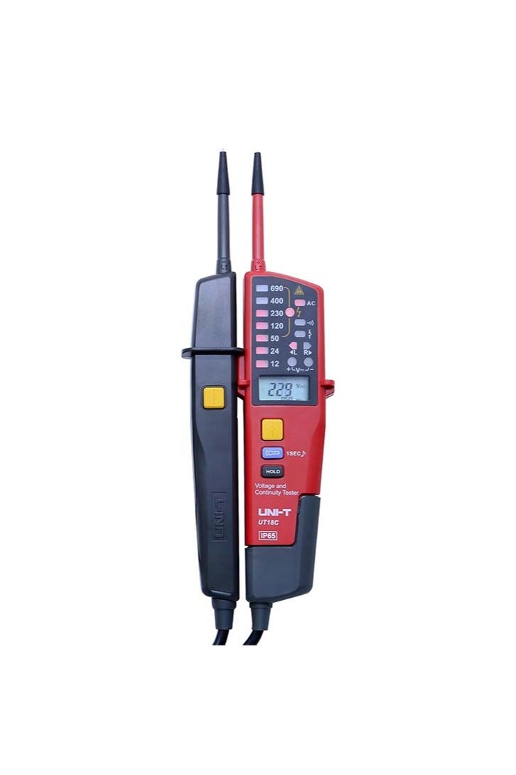 UniT UNI-T UT18C Waterproof Voltage Tester Professional 12V~690V Voltage and Continuity Tester Multifunction Digital Electrical Voltage Meter AC/DC Automatic Range LCD Display - Image 1