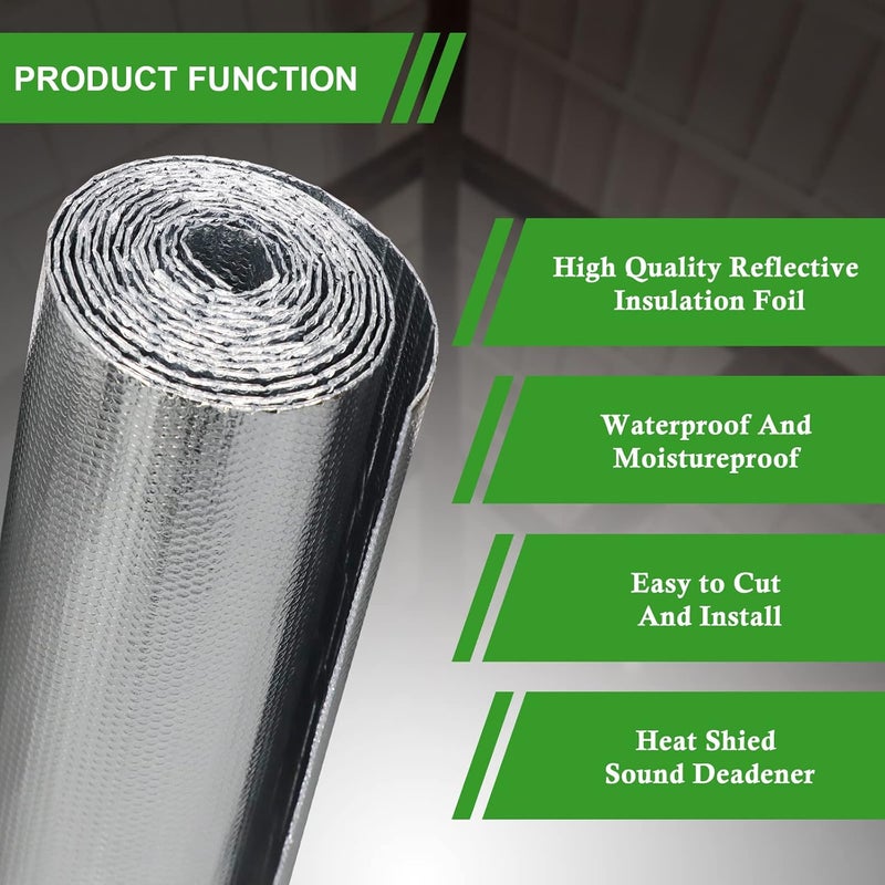 AGHITG Bubble Reflective Window Insulation, 36" W x 10 Ft L, Silver Aluminum, Energy Saving, Temperature Protection, Soundproofing, Privacy - Image 3