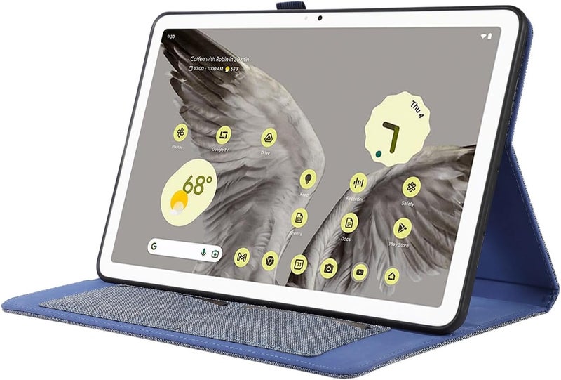 for Google Pixel Tablet Case 11 inch 2023 Released, Flip Fold Stand Case Protective Fabric Print Cover with Card Slots(Blue) - Image 5