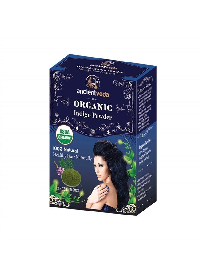 AncientVeda Indigo Powder All Natural Color for Black and Dark Henna Hair Coloring | 100% USDA Organic Hair Treatment