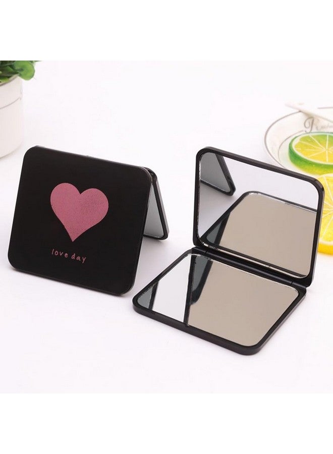 Leeonz Leeonz Premium Travel Makeup Vanity Mirror for Handbag Purse Pocket, Magnifying Beauty Compact Mirror for Girls and Women, Portable Handheld 2-Sided Folding Cosmetic Mirror (Heart Pattern) - Image 3